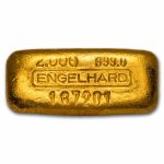 2 oz Gold Cast-Poured Bar - Engelhard (Serial #, .999 Fine)