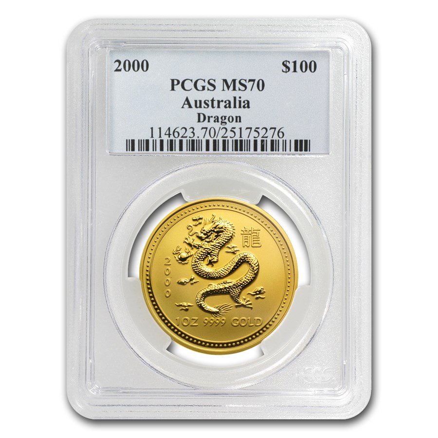 2000 1 oz Gold Lunar Year of the Dragon MS-70 PCGS (Series I)