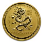 2000 1 oz Gold Year of the Dragon Lunar Series I (Abrasions)