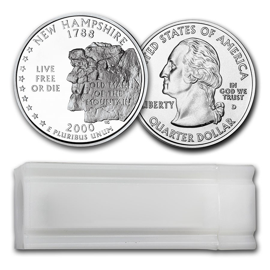 2000-D New Hampshire Statehood Quarter 40-Coin Roll BU