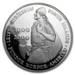 2000 Iceland Leif Ericson 1,000 Kronur Silver Proof (w/Box & COA)