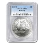 2000-P Library of Congress $1 Silver Commem MS-70 PCGS