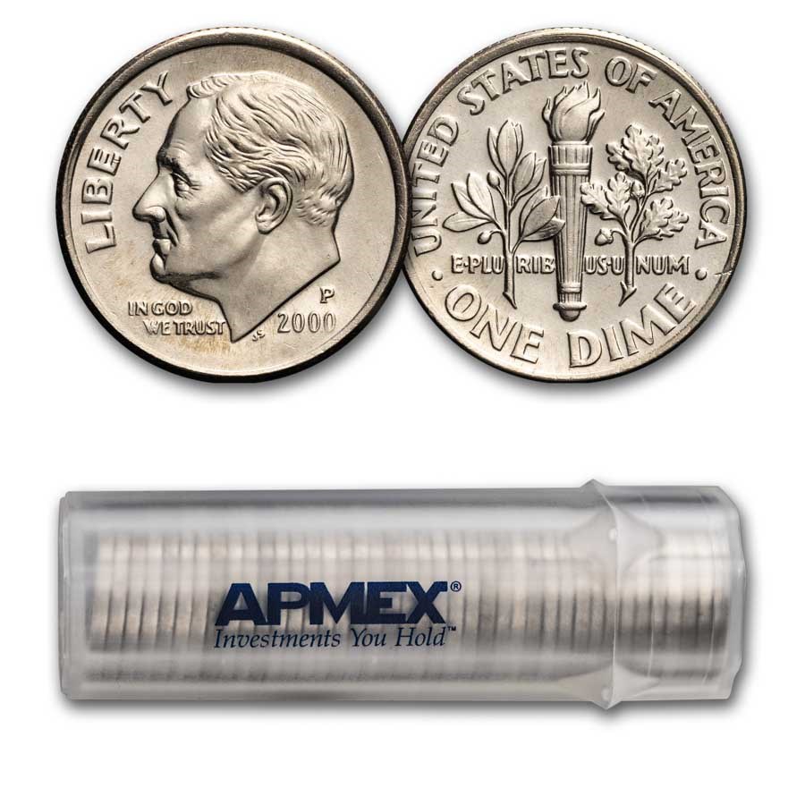 2000-P Roosevelt Dime 50-Coin Roll BU