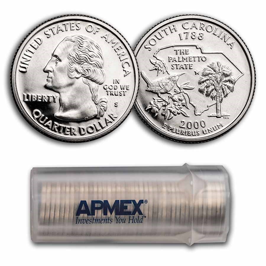 2000-S South Carolina Statehood Quarter 40-Coin Roll Proof (Clad)