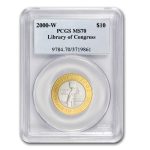 2000-W Gold/Platinum $10 Commem Library of Congress MS-70 PCGS