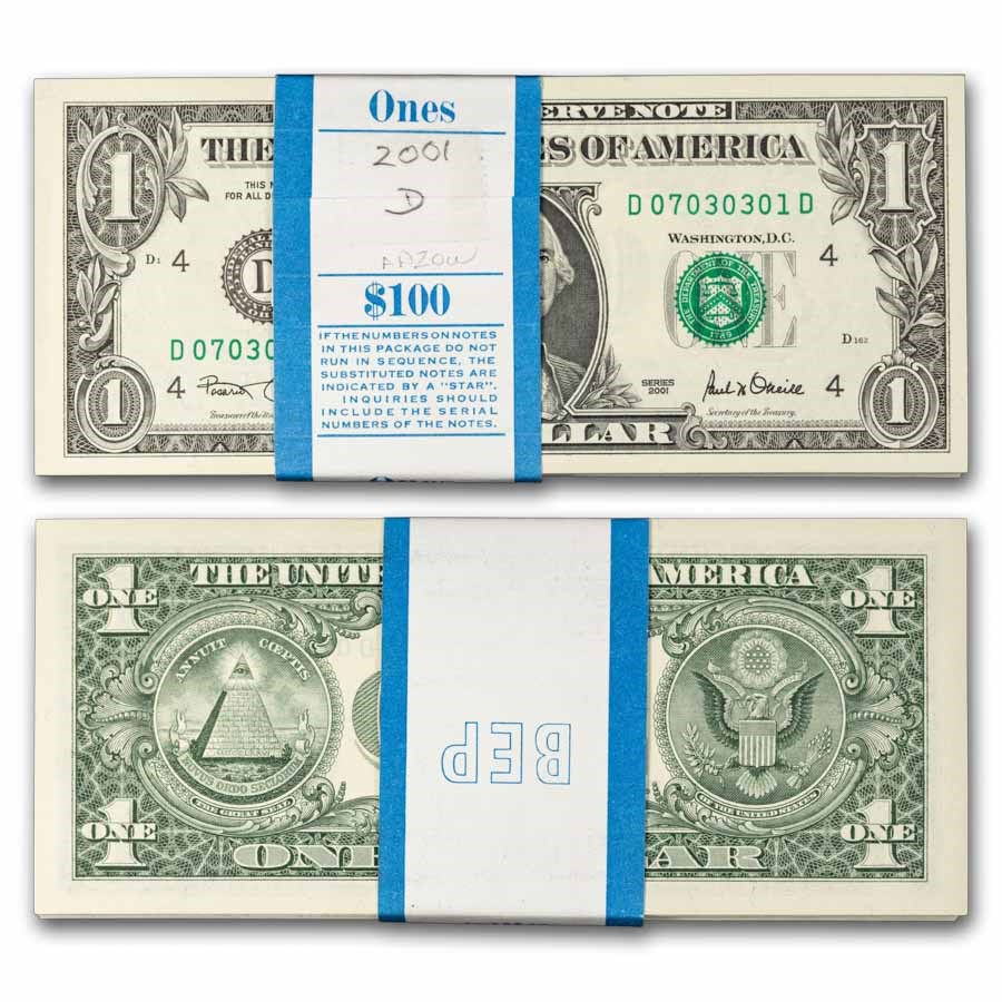 2001 (D-Cleveland) $1.00 FRN CU (Fr#1926-D), 100 consecutive