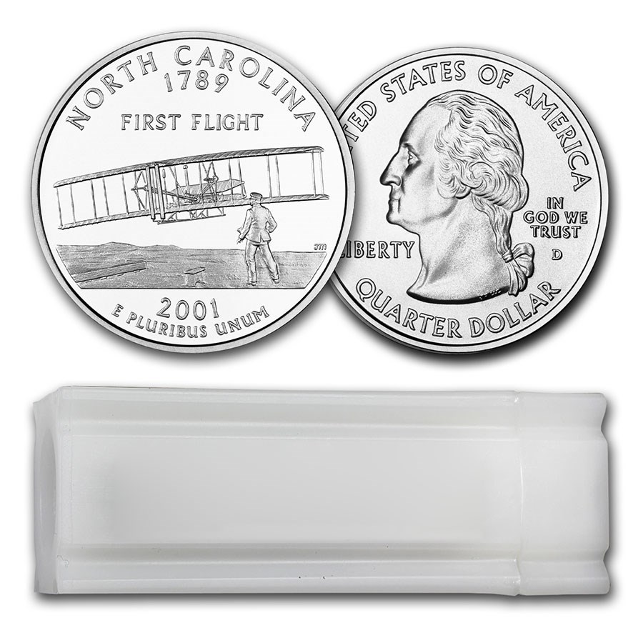 2001-D North Carolina Statehood Quarter 40-Coin Roll BU