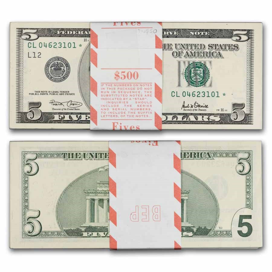 2001* (L-San Fran) $5 FRN CCU (Fr#1988-L) Star Notes, 100 Consec