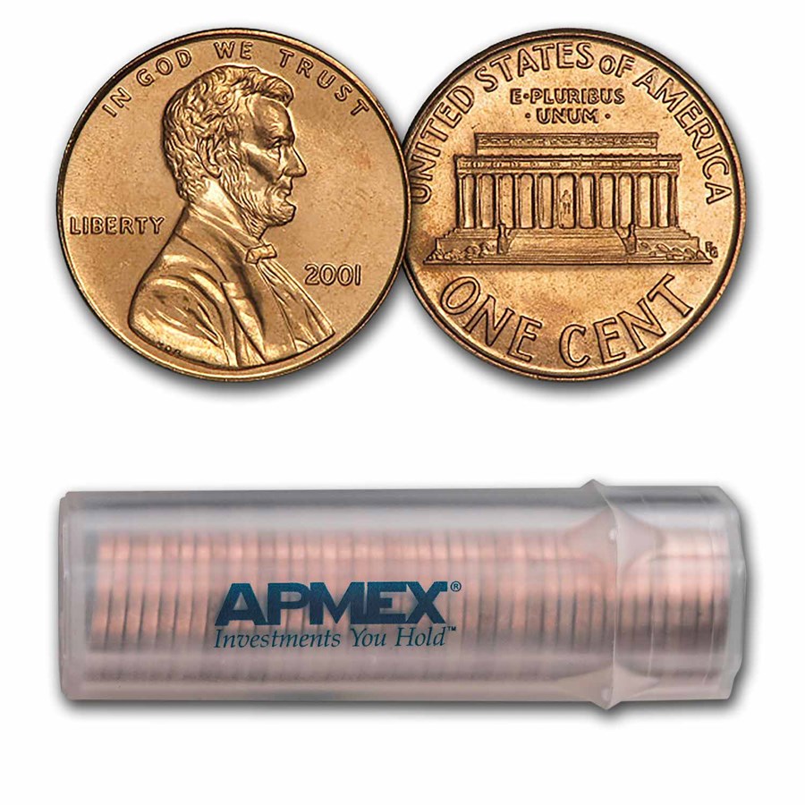 2001 Lincoln Cent 50-Coin Roll BU