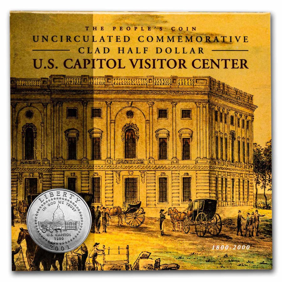 2001-P Capitol Visitor Center 1/2 Dollar Clad Commem BU (Card)