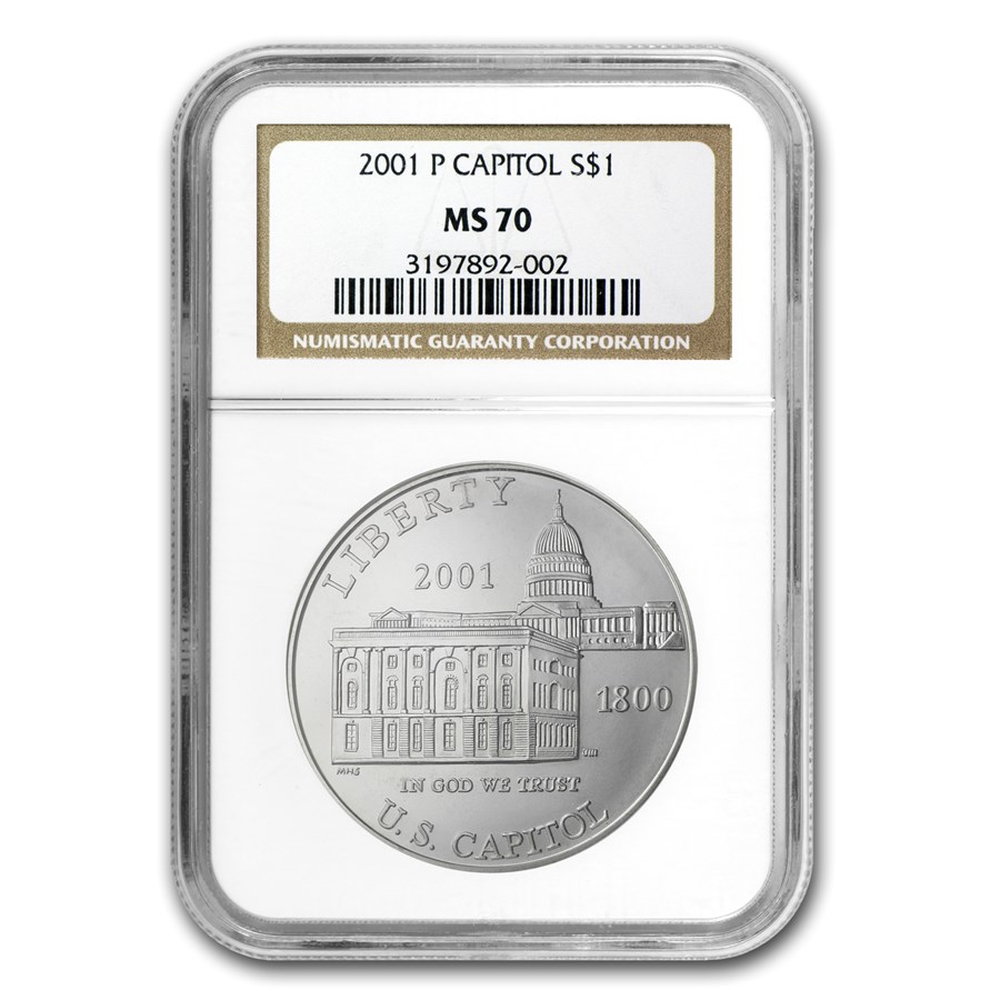 2001-P Capitol Visitor Center $1 Silver Commem MS-70 NGC