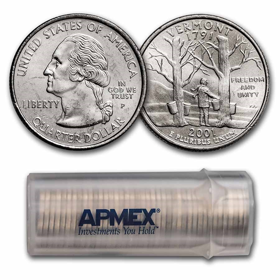 2001-P Vermont Statehood Quarter 40-Coin Roll BU