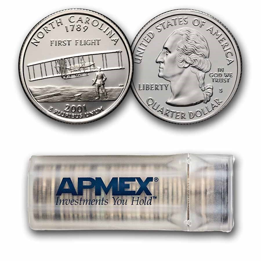 2001-S North Carolina State Quarter Proof 40-Coin Roll (Silver)
