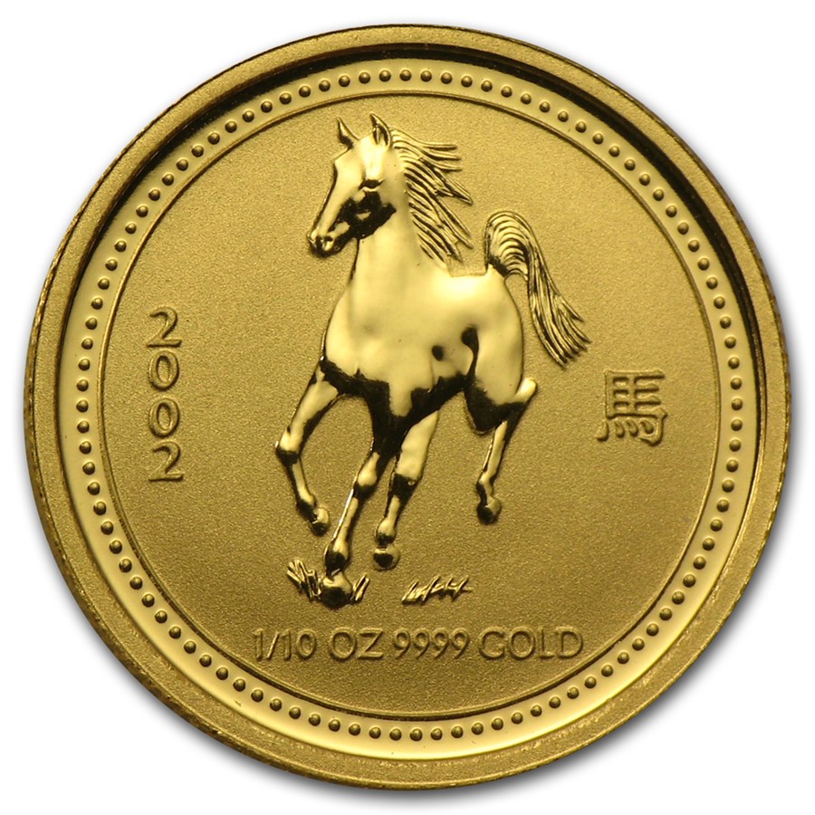2002 Australia 1/10 oz Gold Lunar Horse BU (Series I)