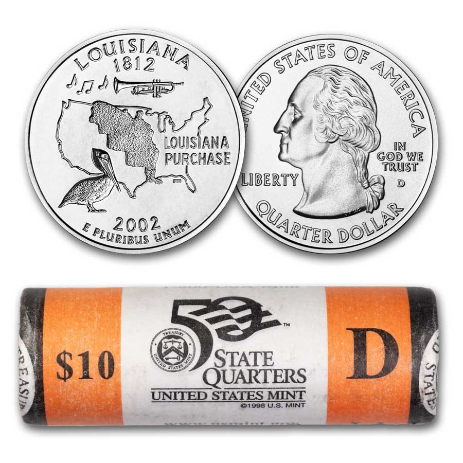 2002-D Louisiana Statehood Quarter 40-Coin Roll (Mint Wrapped)