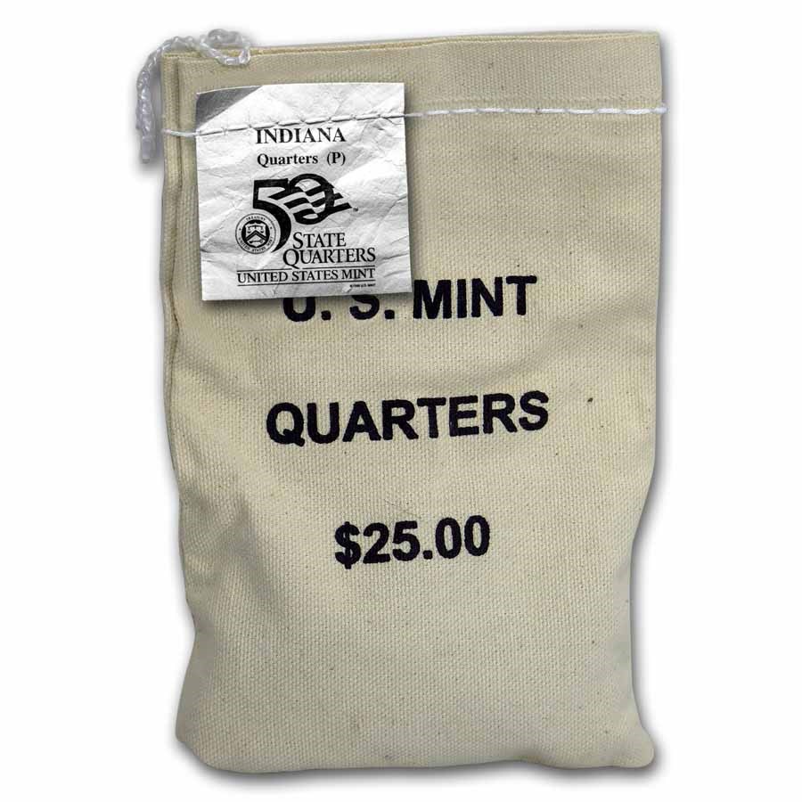 2002-P Indiana State Quarter $25 Sealed Mint Bag BU
