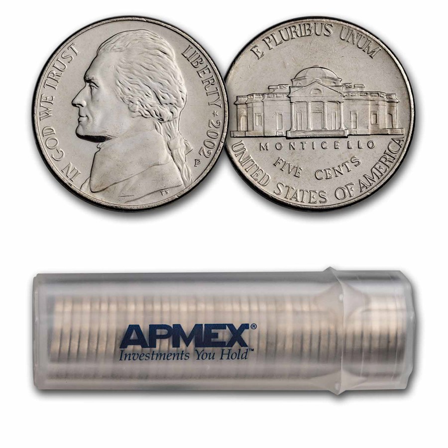 2002-P Jefferson Nickel 40-Coin Roll BU