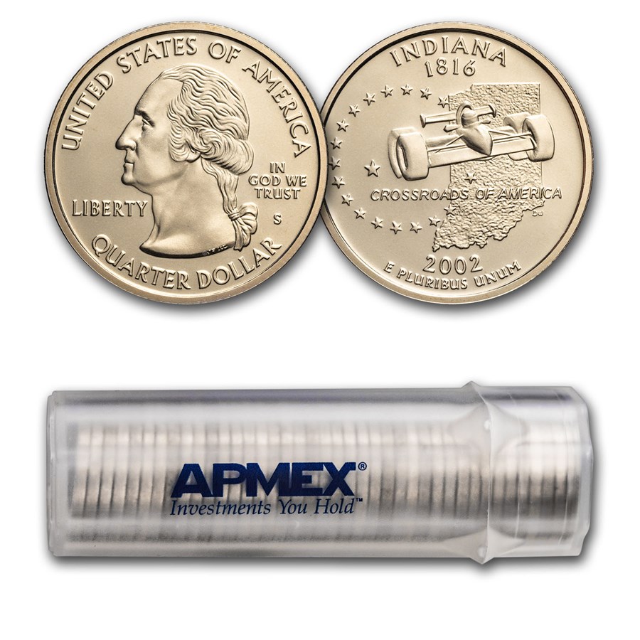 2002-S Indiana Statehood Quarter 40-Coin Roll Proof