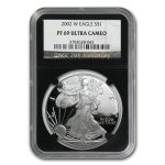 2002-W Proof American Silver Eagle PF-69 NGC (Retro Black Insert)