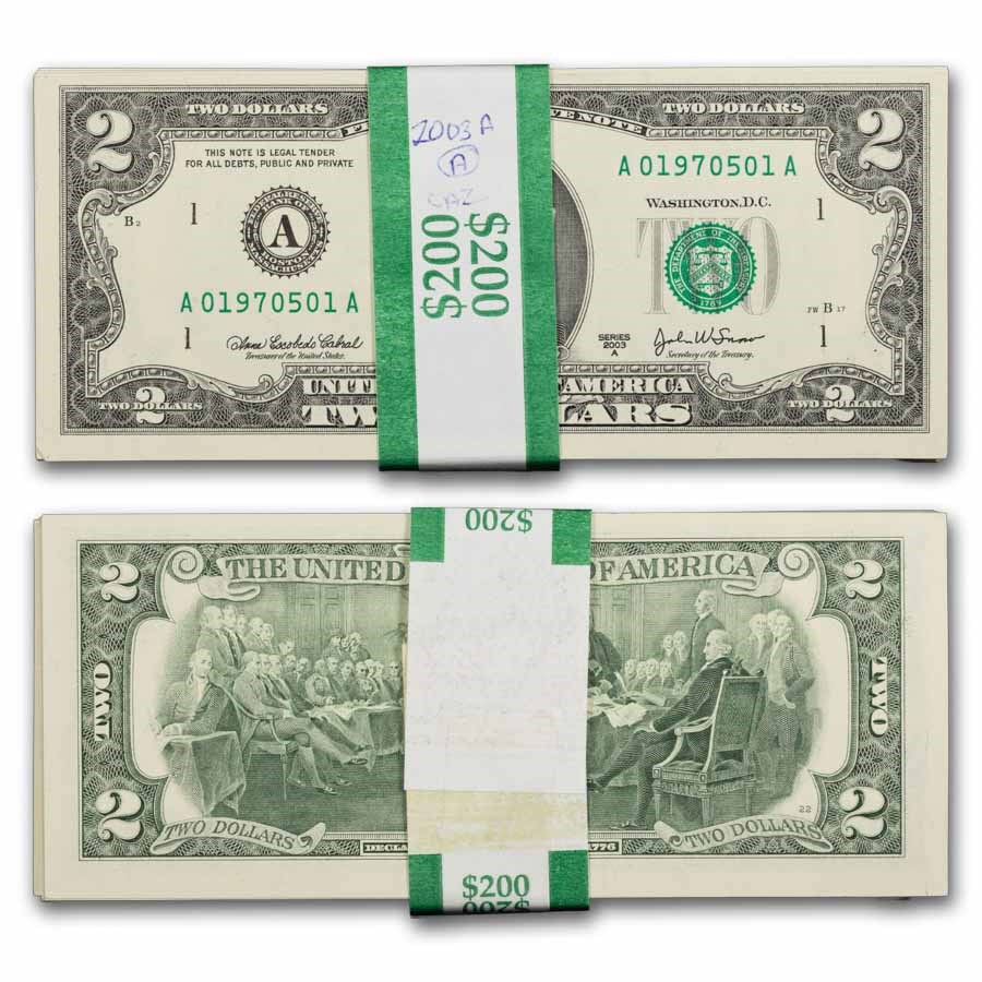 2003-A (A-Boston) $2.00 FRN CU (Fr#1938-A) 100 Consecutive