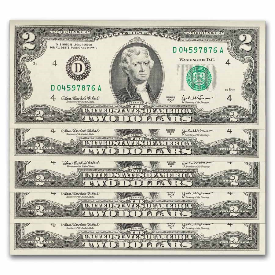 2003-A (D-Cleveland) $2.00 FRN CU (Fr#1938-D) 25 Consecutive