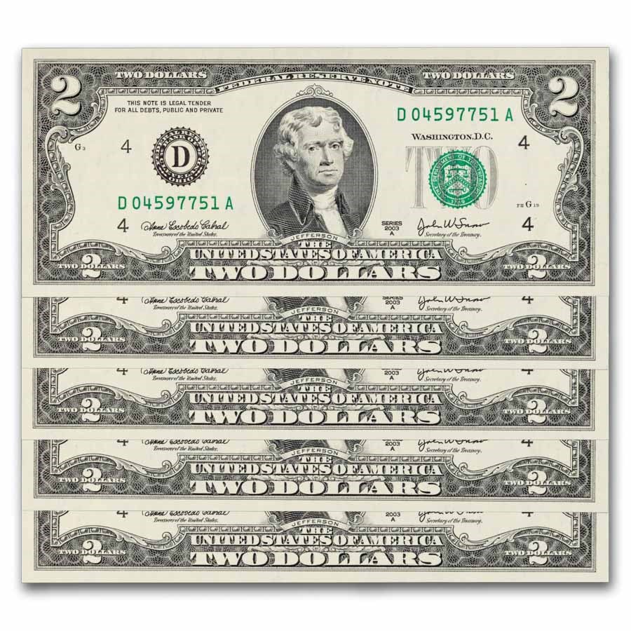2003-A (D-Cleveland) $2.00 FRN CU (Fr#1938-D) 50 Consecutive