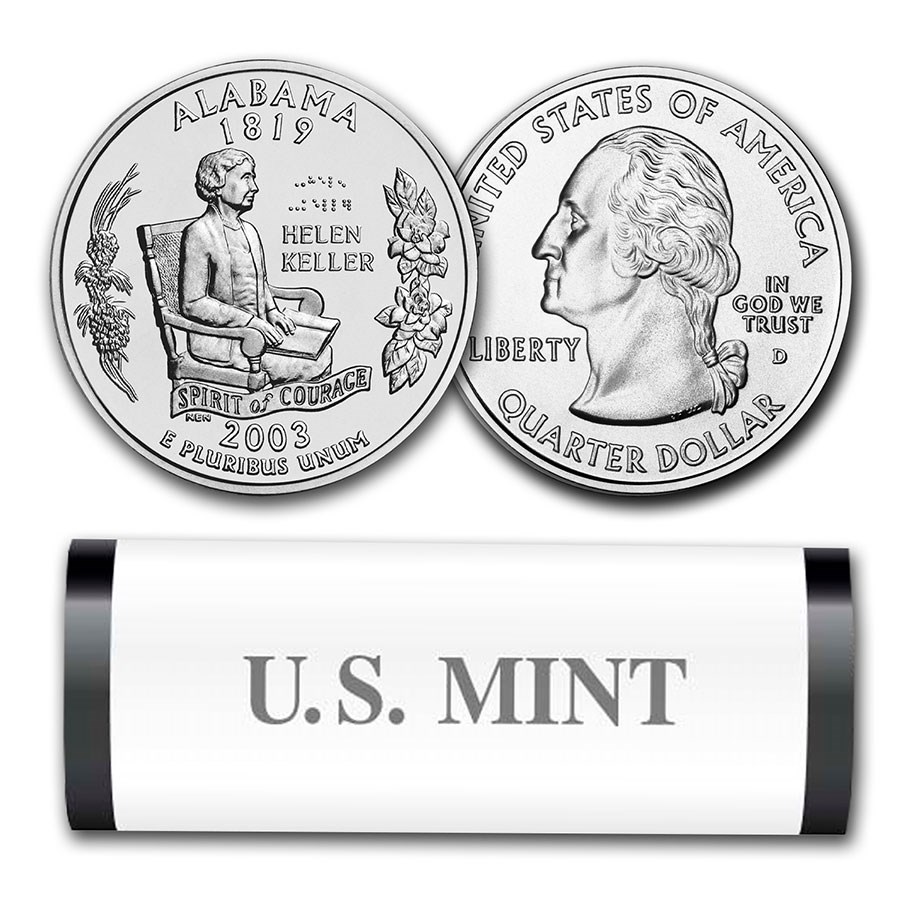 2003-D Alabama Statehood Quarter 40-Coin Roll (Mint Wrapped)