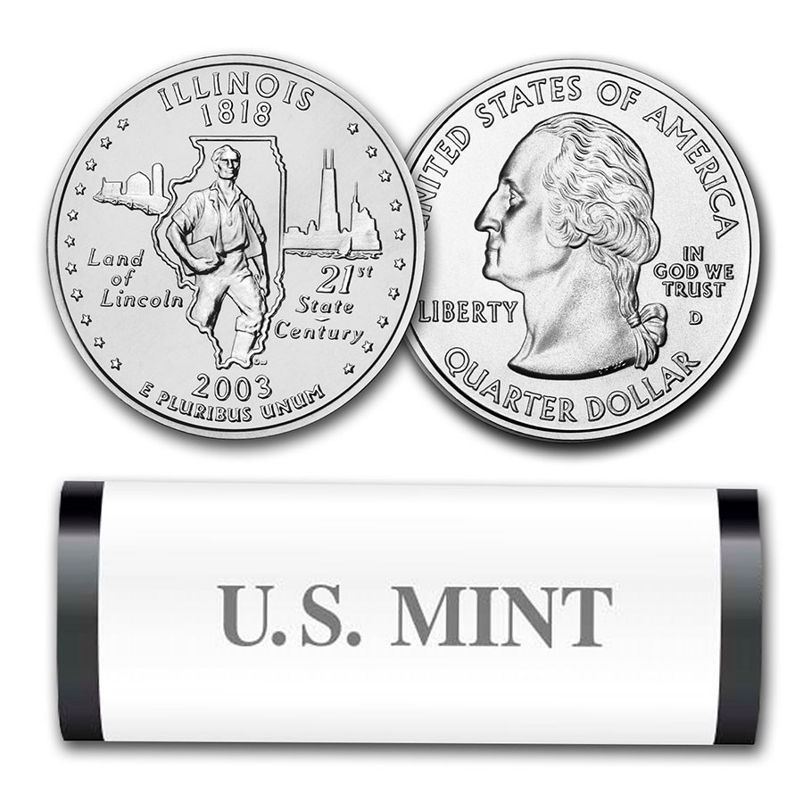 2003-D Illinois Statehood Quarter 40-Coin Roll (Mint Wrapped)
