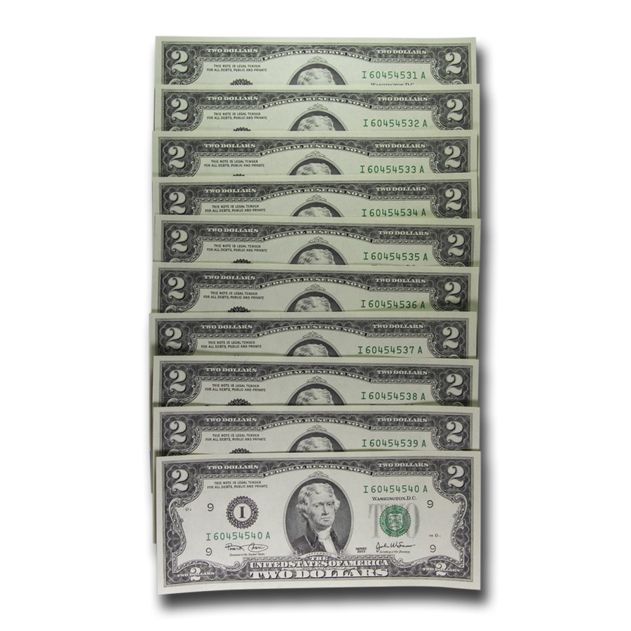 2003 (I-Minneapolis) $2.00 FRN CU (Fr#1937-I) 10 Consecutive