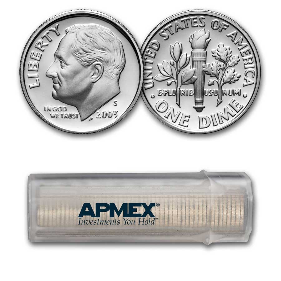 2003-S Roosevelt Dime 50-Coin Roll Proof