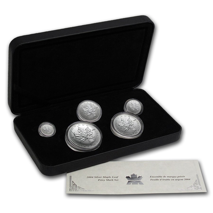 2004 Canada 5-Coin Silver Maple Leaf Set (RCM Privy)