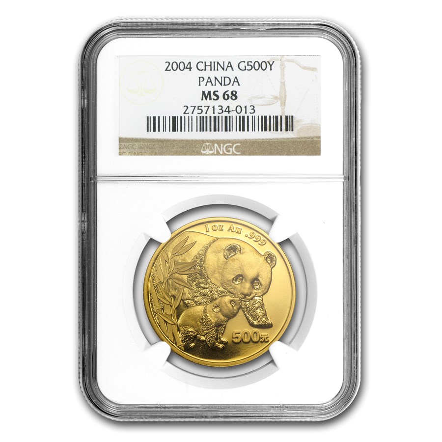 2004 China 1 oz Gold Panda MS-68 NGC