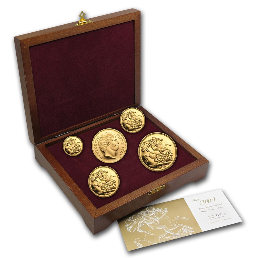 2004 Great Britain 5-Coin Gold Sovereign Proof Set