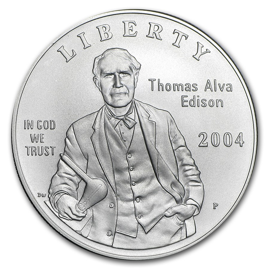 2004-P Thomas Edison $1 Silver Commem Collector Set BU (w/Light)