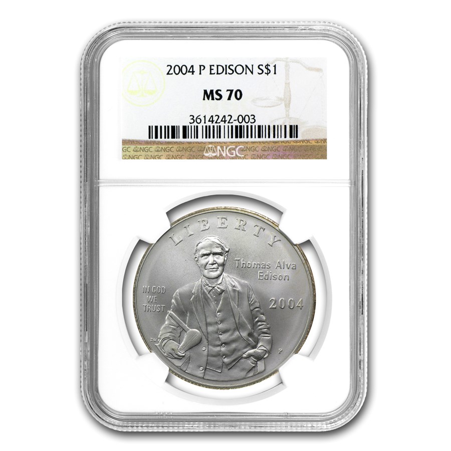 2004-P Thomas Edison $1 Silver Commem MS-70 NGC