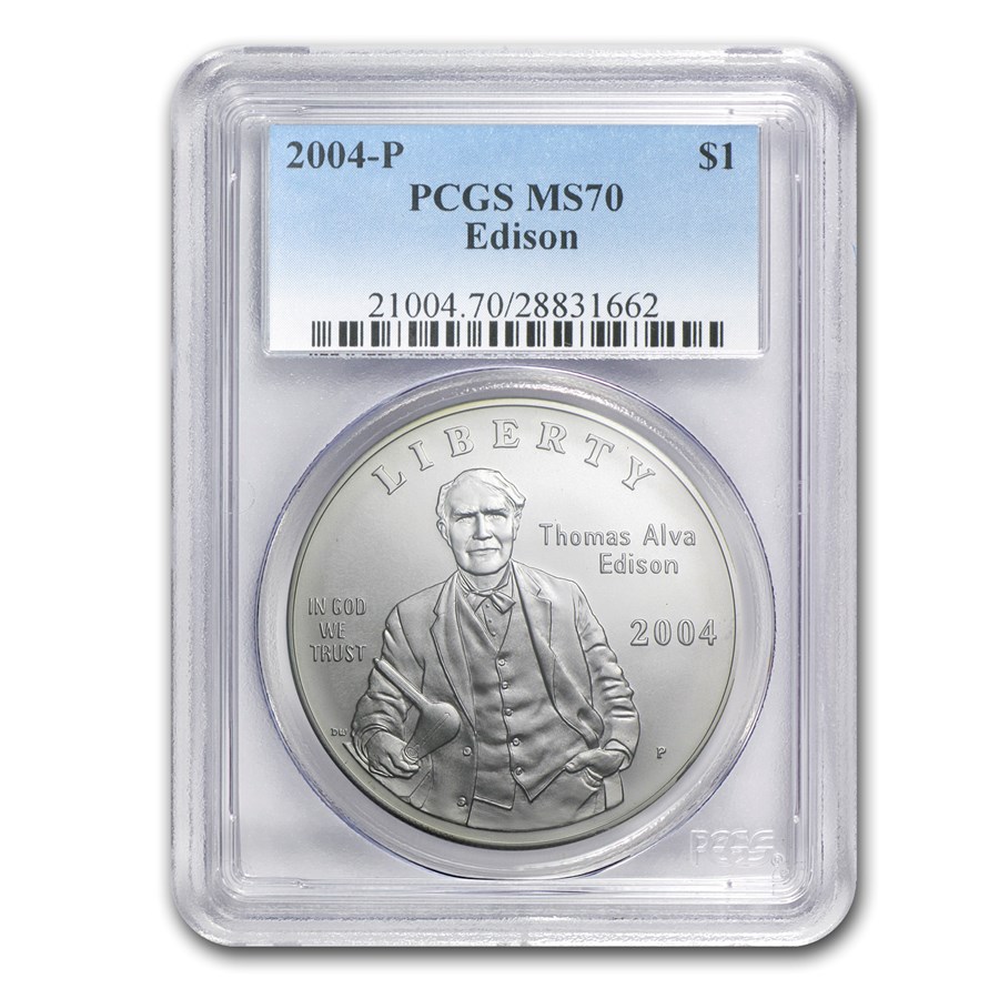 2004-P Thomas Edison $1 Silver Commem MS-70 PCGS