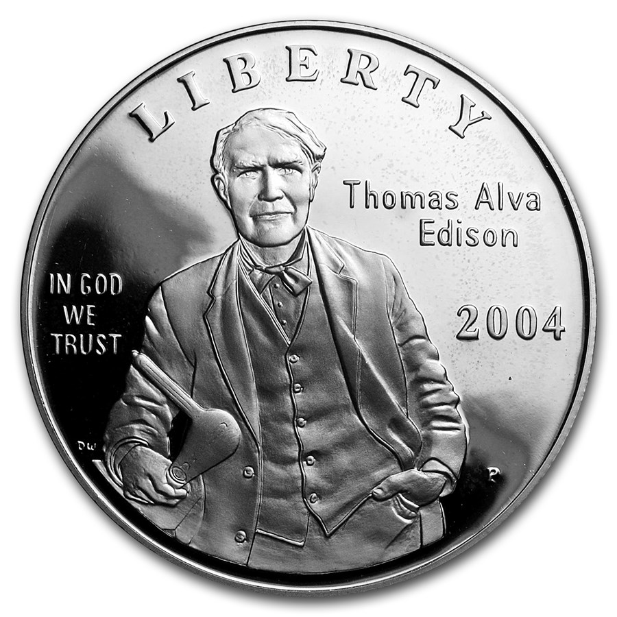 2004-P Thomas Edison $1 Silver Commem Proof (w/Box & COA)