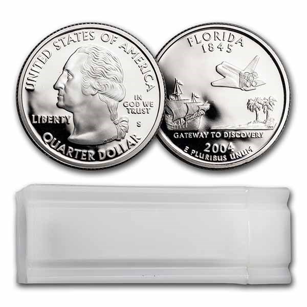 2004-S Florida Statehood Quarter 40-Coin Roll Proof (Silver)