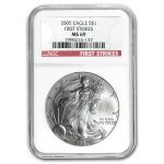 2005 American Silver Eagle MS-69 NGC (First Strike)