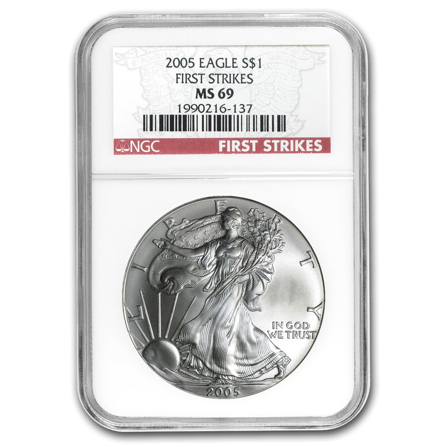 2005 American Silver Eagle MS-69 NGC (First Strike)