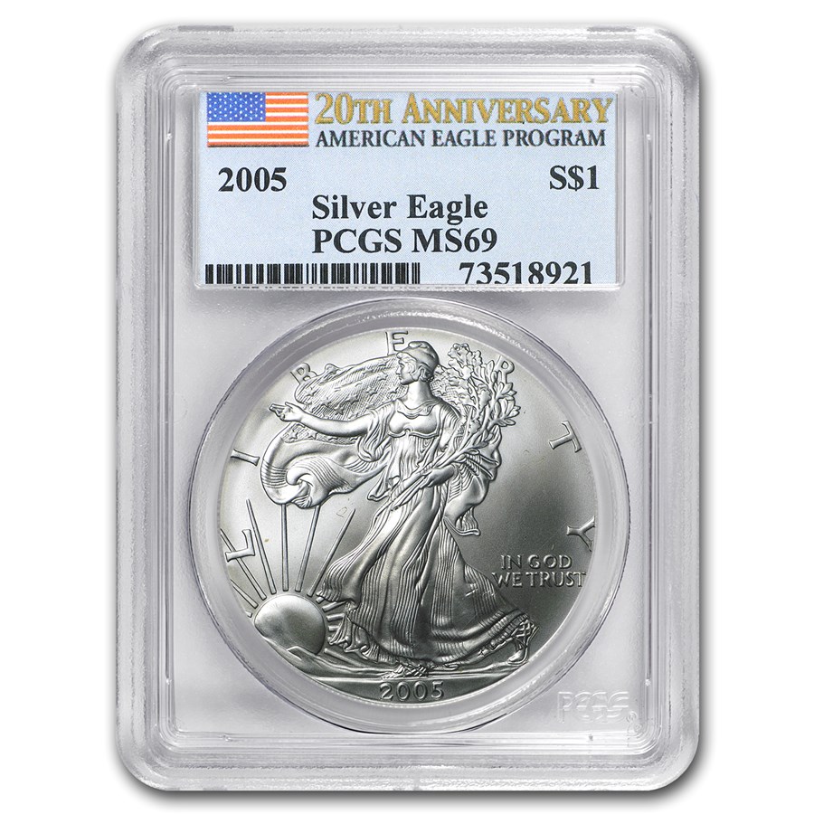 2005 American Silver Eagle MS-69 PCGS (20th Anniv)