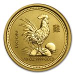 2005 Australia 1/10 oz Gold Lunar Rooster BU (Series I)