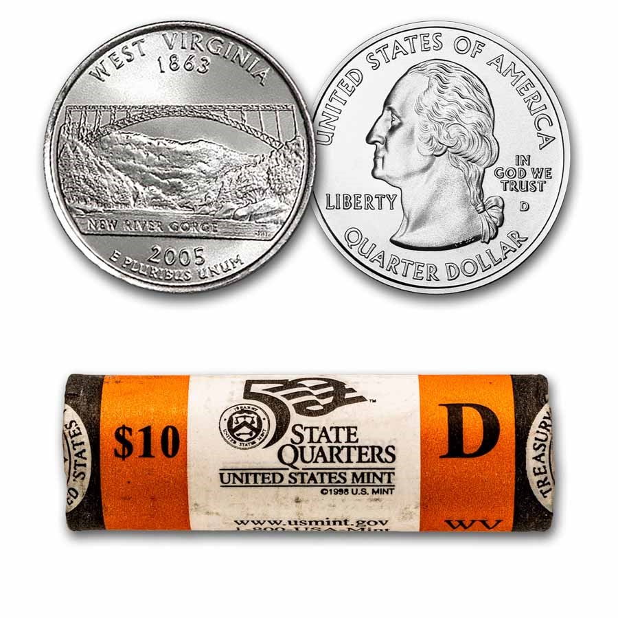 2005-D West Virginia State Quarter 40-Coin Roll BU (Mint Wrapped)
