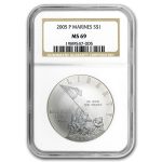 2005-P Marine Corps 230th Anniv $1 Silver Commem MS-69 NGC