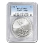 2005-P Marine Corps 230th Anniv $1 Silver Commem MS-69 PCGS