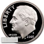 2005-S Roosevelt Dime 50-Coin Roll Proof