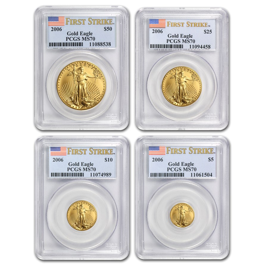2006 4-Coin American Gold Eagle Set MS-70 PCGS (FS)