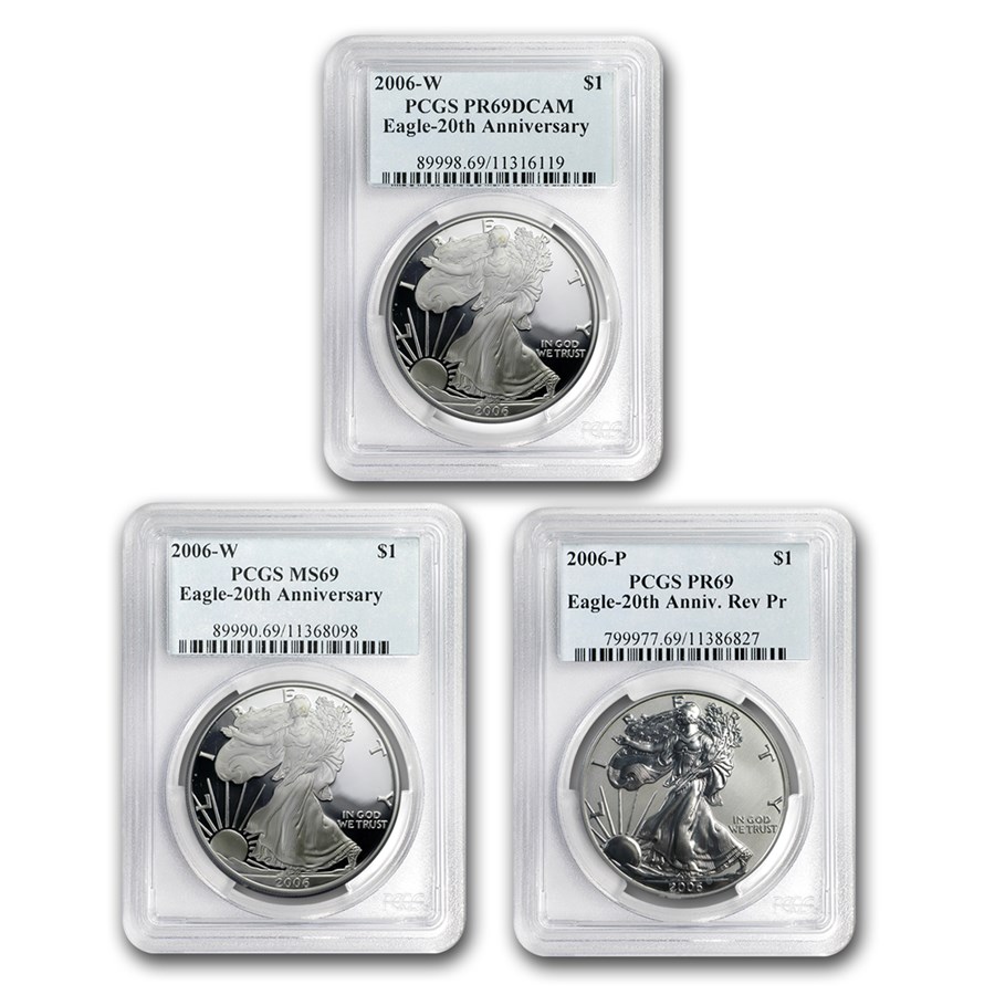 2006-W 3-Coin American Silver Eagle Set MS/PR-69 PCGS