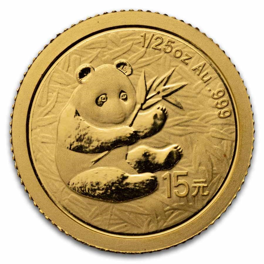2007 China 1/25 oz Gold Panda Proof (25th Anniv, 2000)