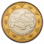 2007 Mexico Bimetallic 100 Pesos Puebla BU (2nd Edition)